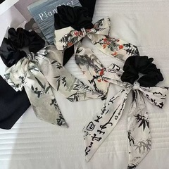 新中式国风蝴蝶结飘带大肠发圈女气质书法发带皮筋扎马尾头绳发饰
