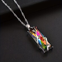 T 46280 Square Colorful Stone Necklace �߲�ʯ�� �W��
