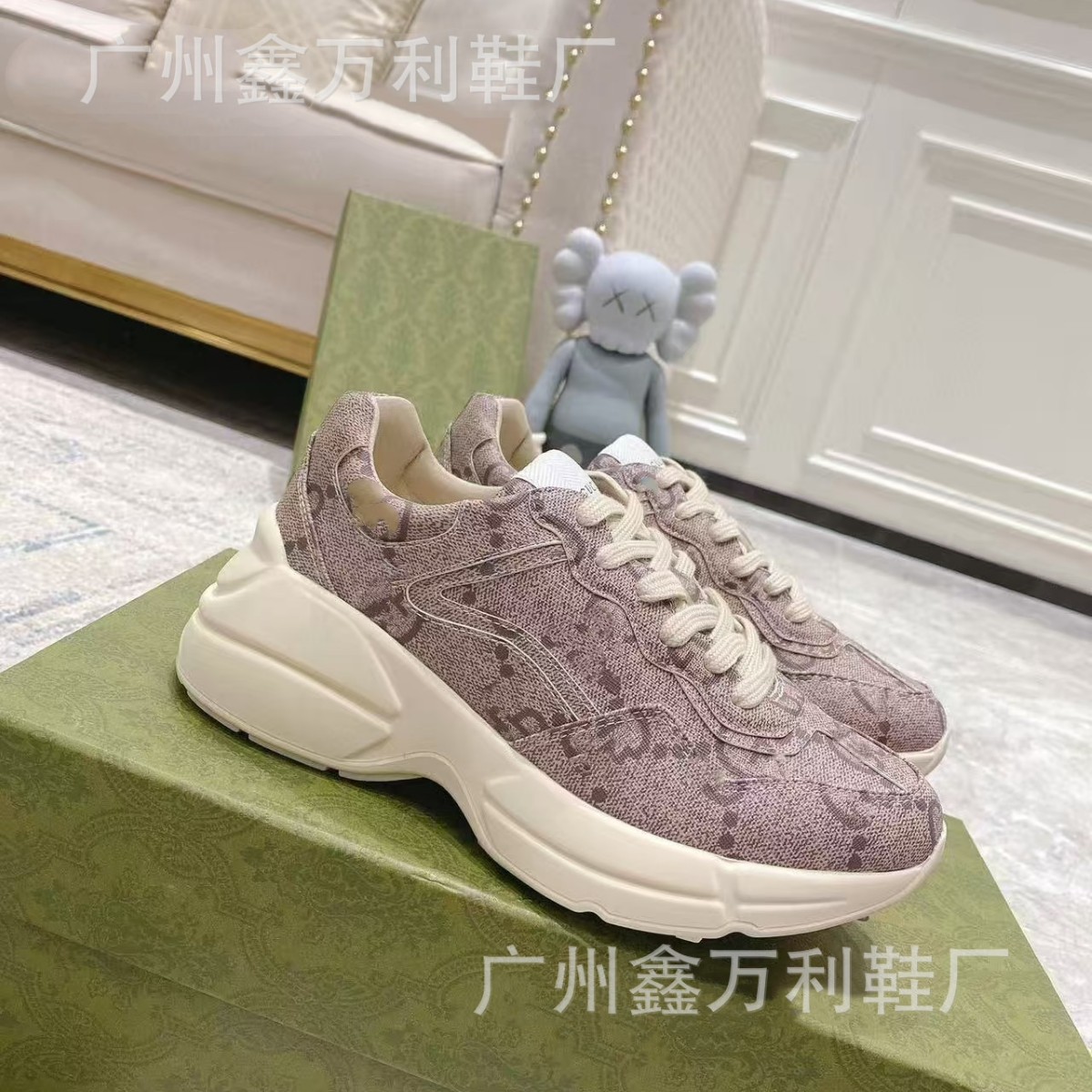 G Home Dad Shoes Thick-Soled Height-Increasing Women's Ins Couple White Shoes 3D Printed Cartoon Anime Casual Sports Shoes for Men