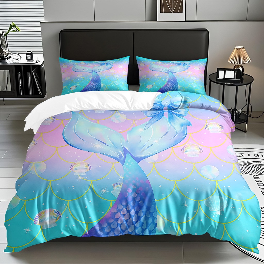 TEMU / JIT transfronterizo dibujos animados sirena digital impresión quilt kit fuente fábrica directa