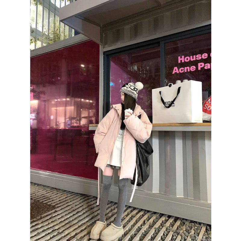 YUYUREAL quilt super warm winter 90 white duck down jacket brushed loose stand collar belt coat