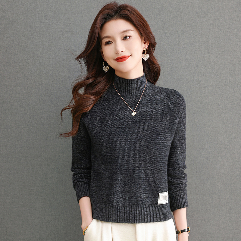 Genuine Brand High-Quality Short Half Turtleneck Woolen Knitwear for Women in Autumn and Winter New Style with High Waist Knitwear Bottoming Knitwear