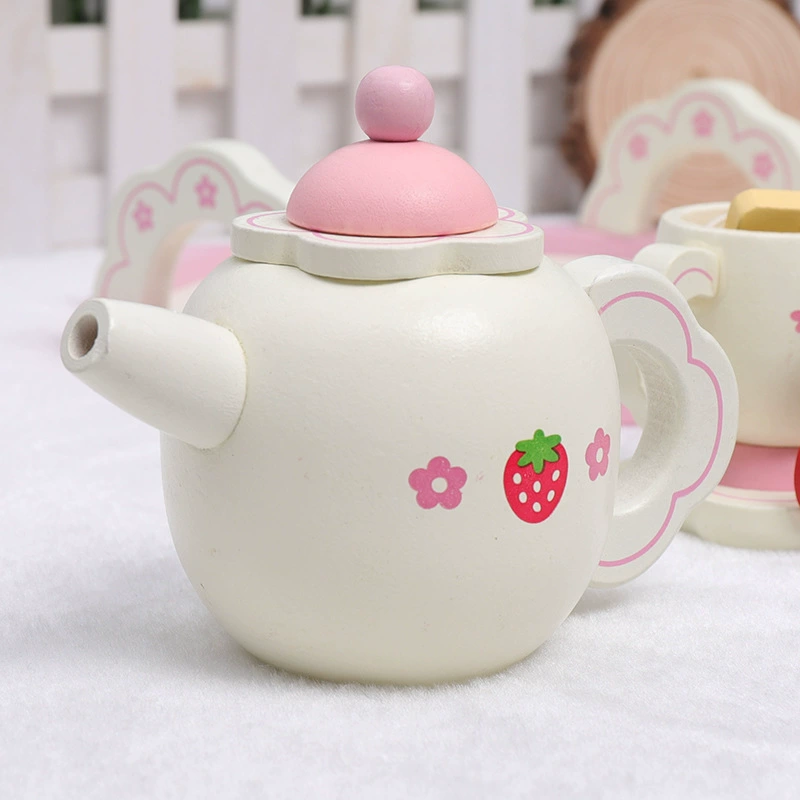 Children's realistic teapot, afternoon tea, tea cup, tea set, family wooden toy for boys