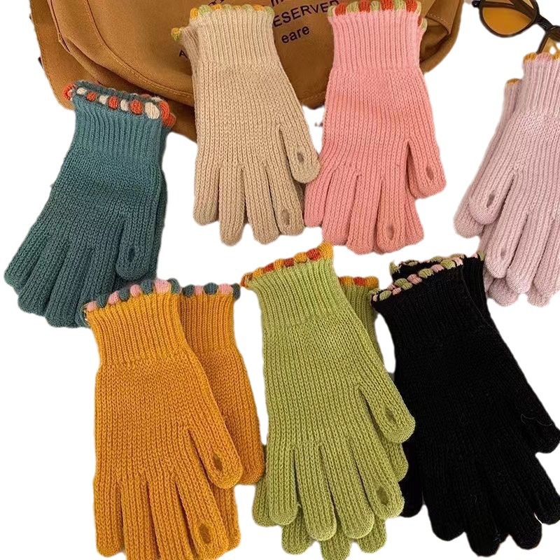 Guantes de moda de punto de lana mujeres invierno lindo ciclismo cálido rocío dos dedos hombres y mujeres parejas guantes de año nuevo estudiante