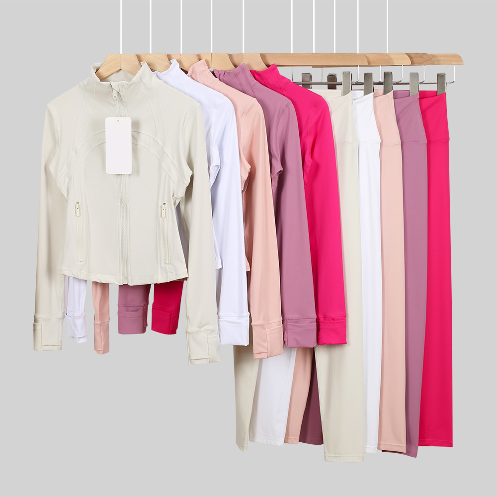 Lululacie chaqueta de cuello corto de nueve puntos chaqueta deportiva DF chaqueta chaqueta chaqueta de manga larga ropa de yoga de fitness para mujeres