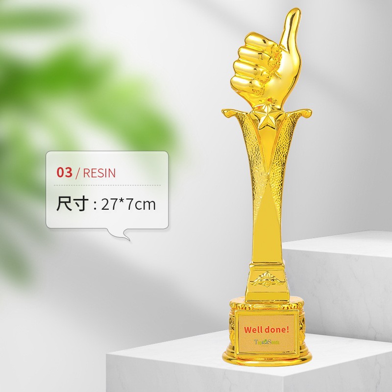 Un trofeo de resina evento de danza creativo oro plata bronce pentagramas estrella corona reunión anual del personal concesión de premios