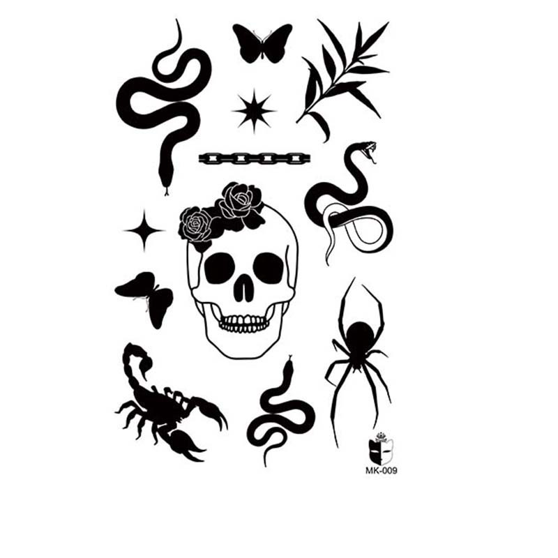 Animal blanco y negro desechable pegatinas de tatuaje belleza pegatinas de tatuaje moda estética patrón de personalidad dama pegatinas de tatuaje