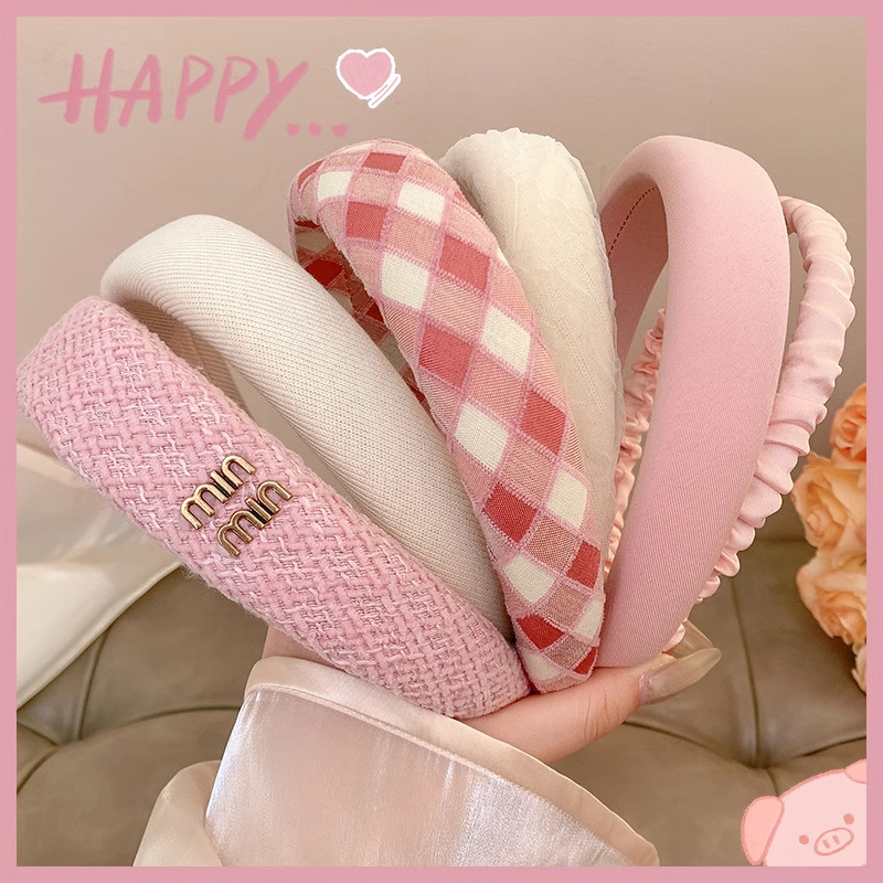 Hermosa y dulce banda de cabello rosa para mujeres, banda de cabello de alta presión craneal, banda de cabello diaria, banda de cabello de niña, tocado de tarjeta de cabello de corazón