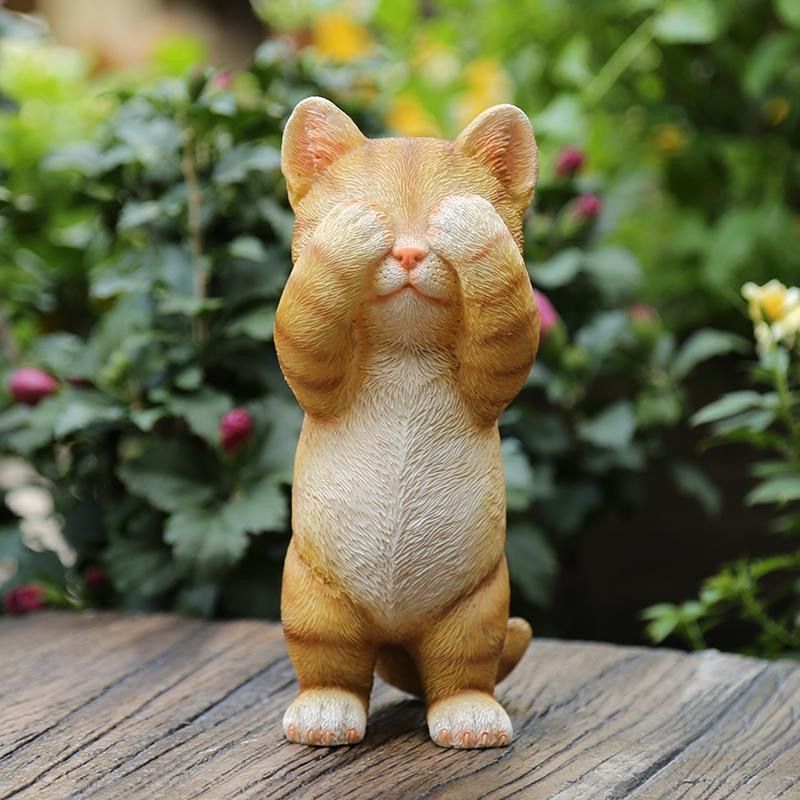 クロスボーダークリエイティブかわいいシミュレーション猫の装飾品屋外庭中庭の装飾子猫樹脂工芸品装飾品|undefined