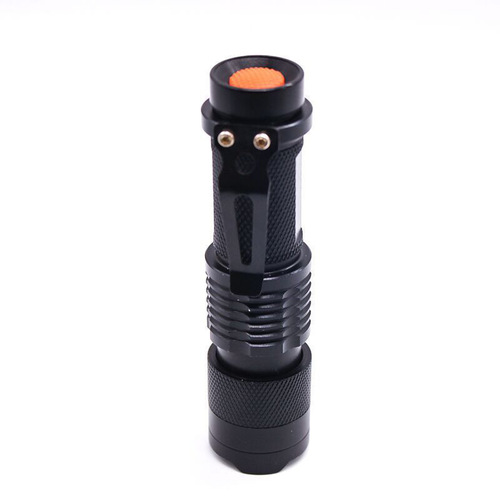 Cross-border emergency portable aluminum alloy strong light flashlight purple LED mini self-defense telescopic zoom outdoor lighting