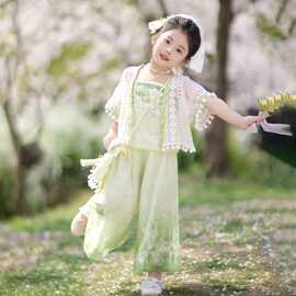 汉服女童2025夏季新款儿童古装新中式古风唐装国风三件套女孩裤裙