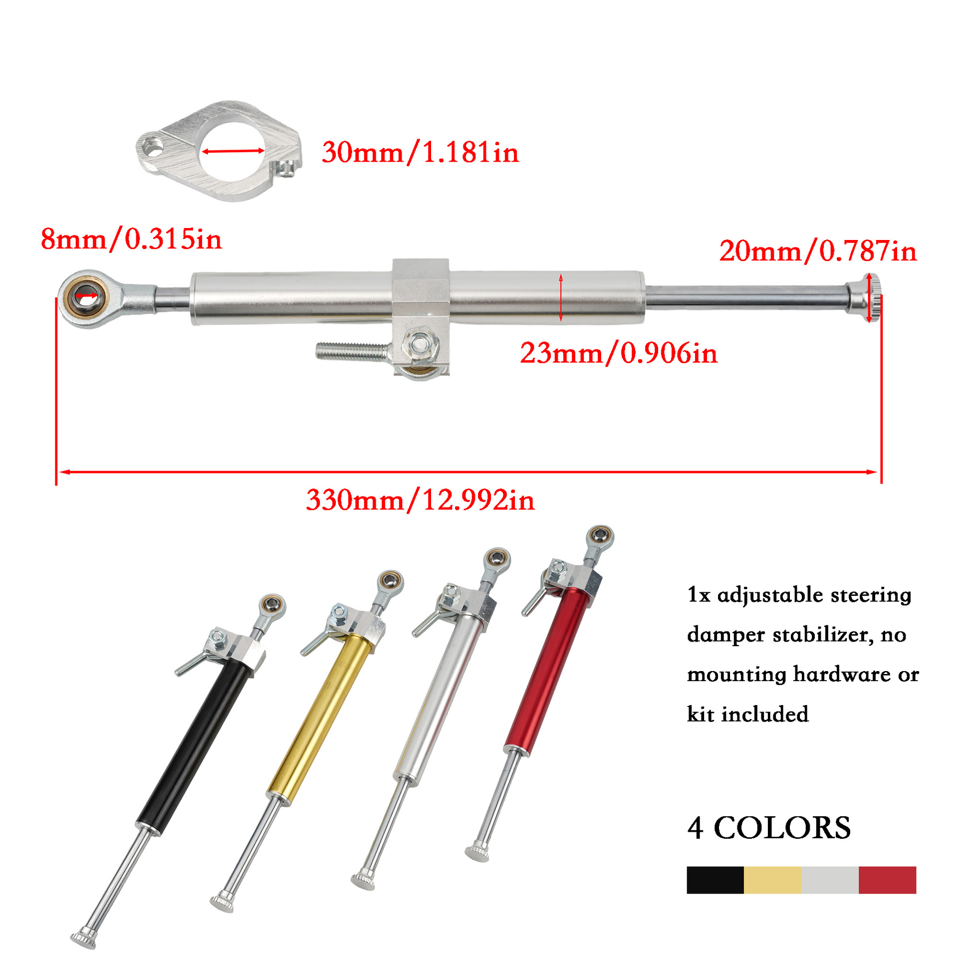 Motorcycle Accessories Steering Damper Handlebar Anti-Sway Shock Absorber Riding Control Steering Damping Titanium Ruler Modification