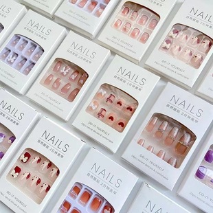 Summer New Ins Style Wearable Nails Pure Desire Manicure Patches Whitening Removable Nails Long and Short Nail Patches Finished Products