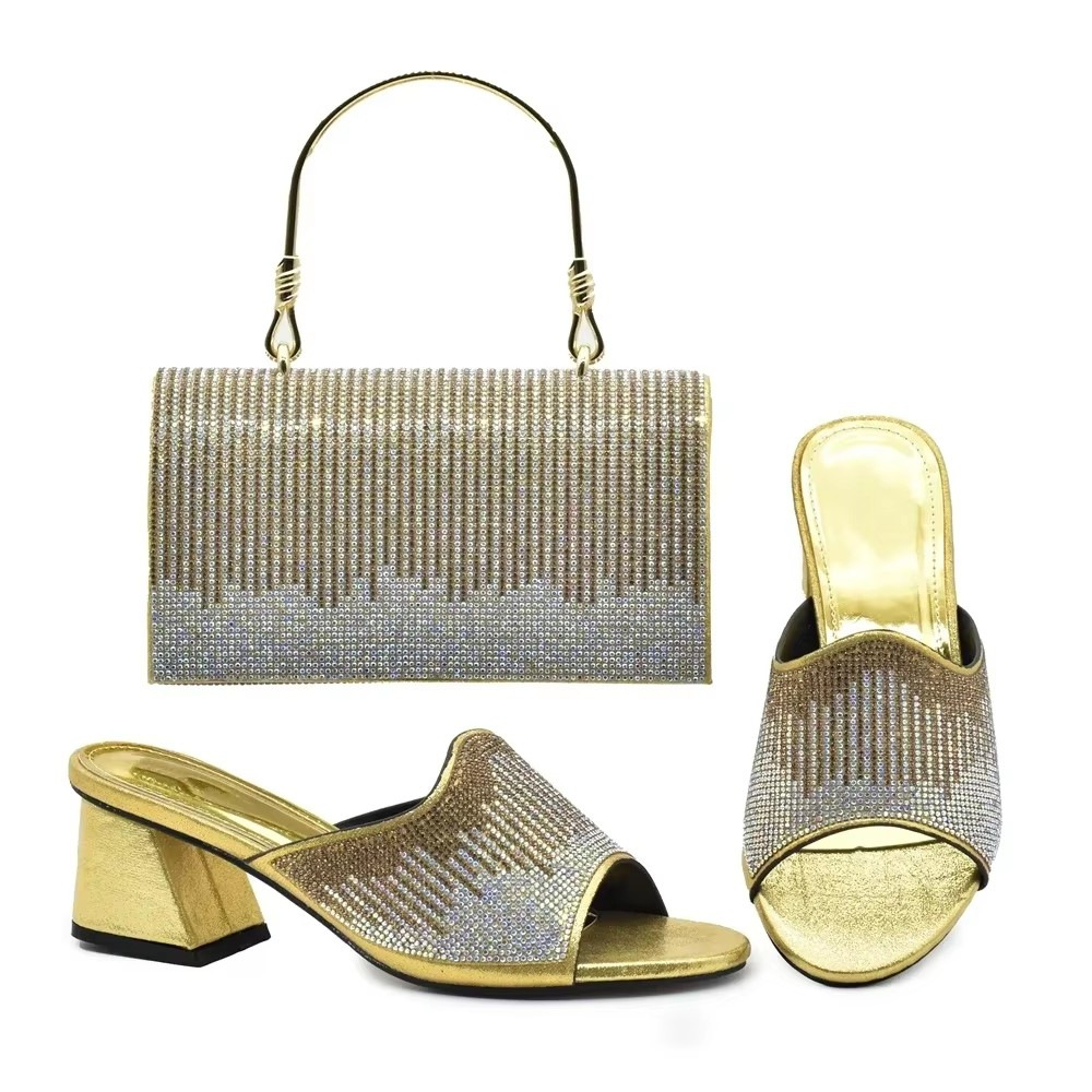 Shoes and Bags Women's rhinestones Wedding Party Banquet Heels and luxury clutch bags_vogvips.com