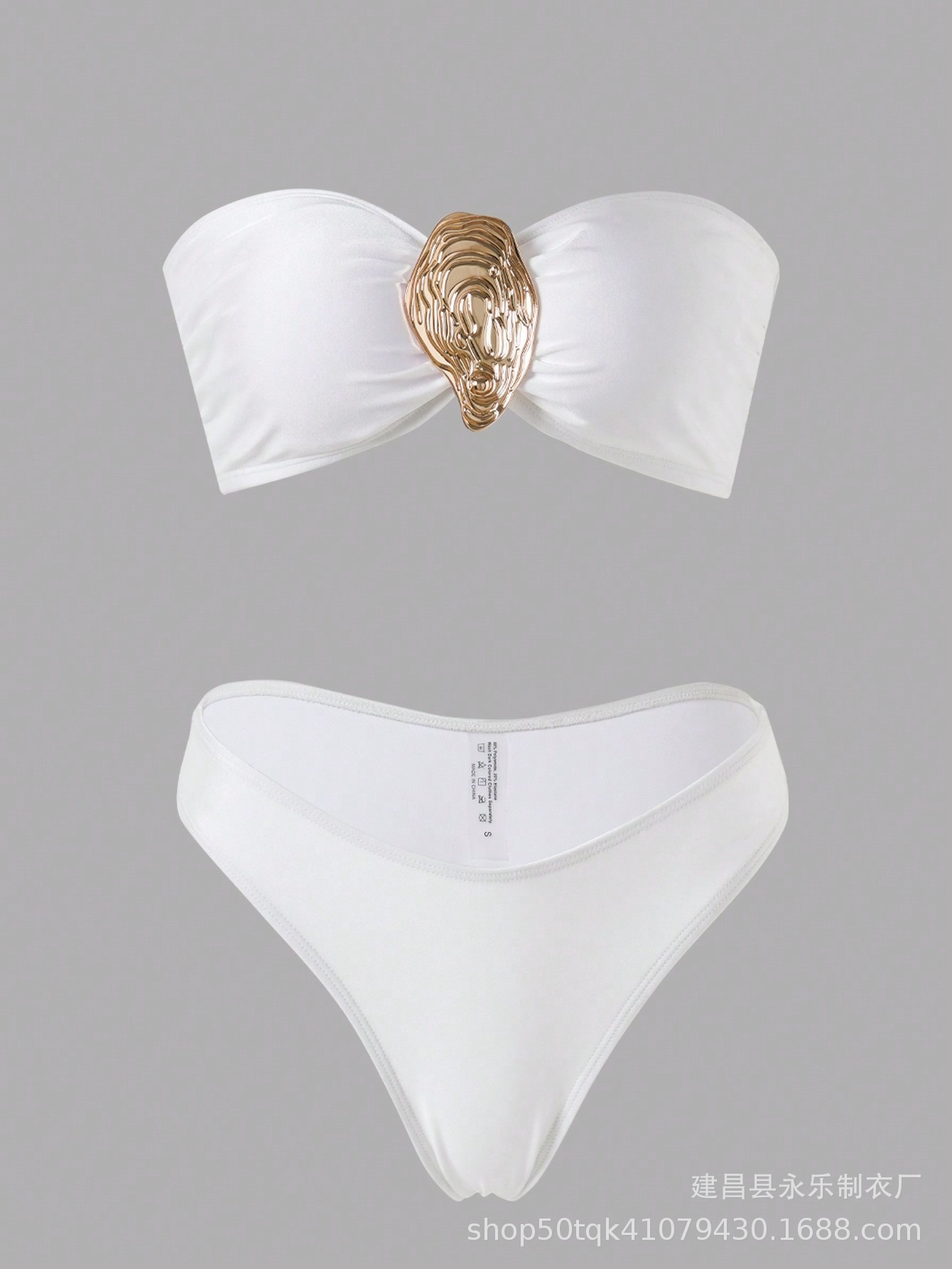 Nuevo traje de baño de bikini dividido con top de tubo de chica sexy, falda larga de mujer, traje de baño transfronterizo europeo y americano de tres piezas con horquilla alta