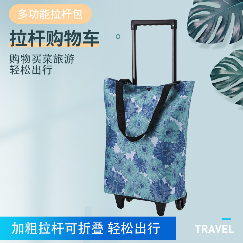 Shopping Bag with Wheels, Foldable Grocery Cart, Portable Extra-Large Trolley, Small Cart, Moving Packing Bag