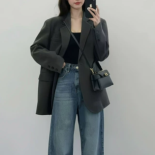 预售早秋西装外套女韩系休闲西服小个子灰色上衣女御姐气质穿搭潮