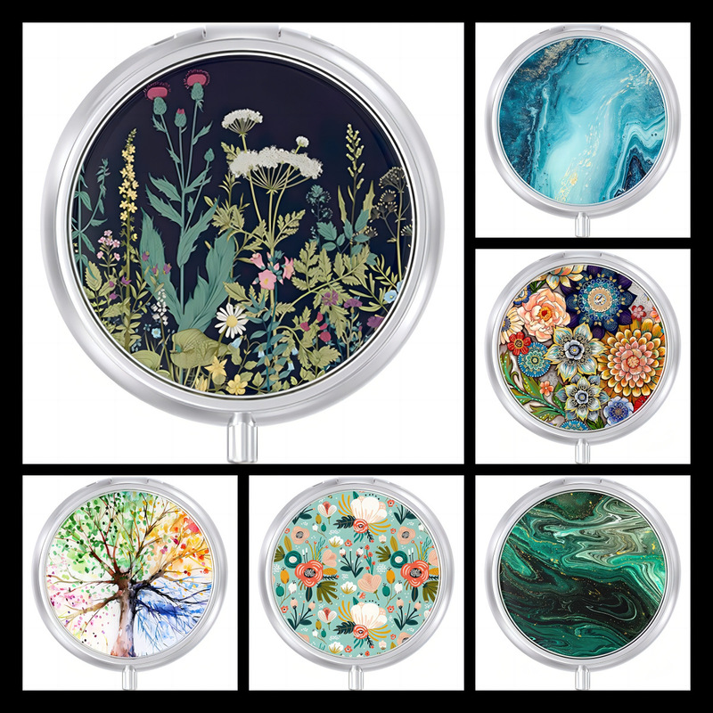 Europe, America and the Middle East cross-border sublimation factory direct creative portable round three-grid diy printing metal medicine box