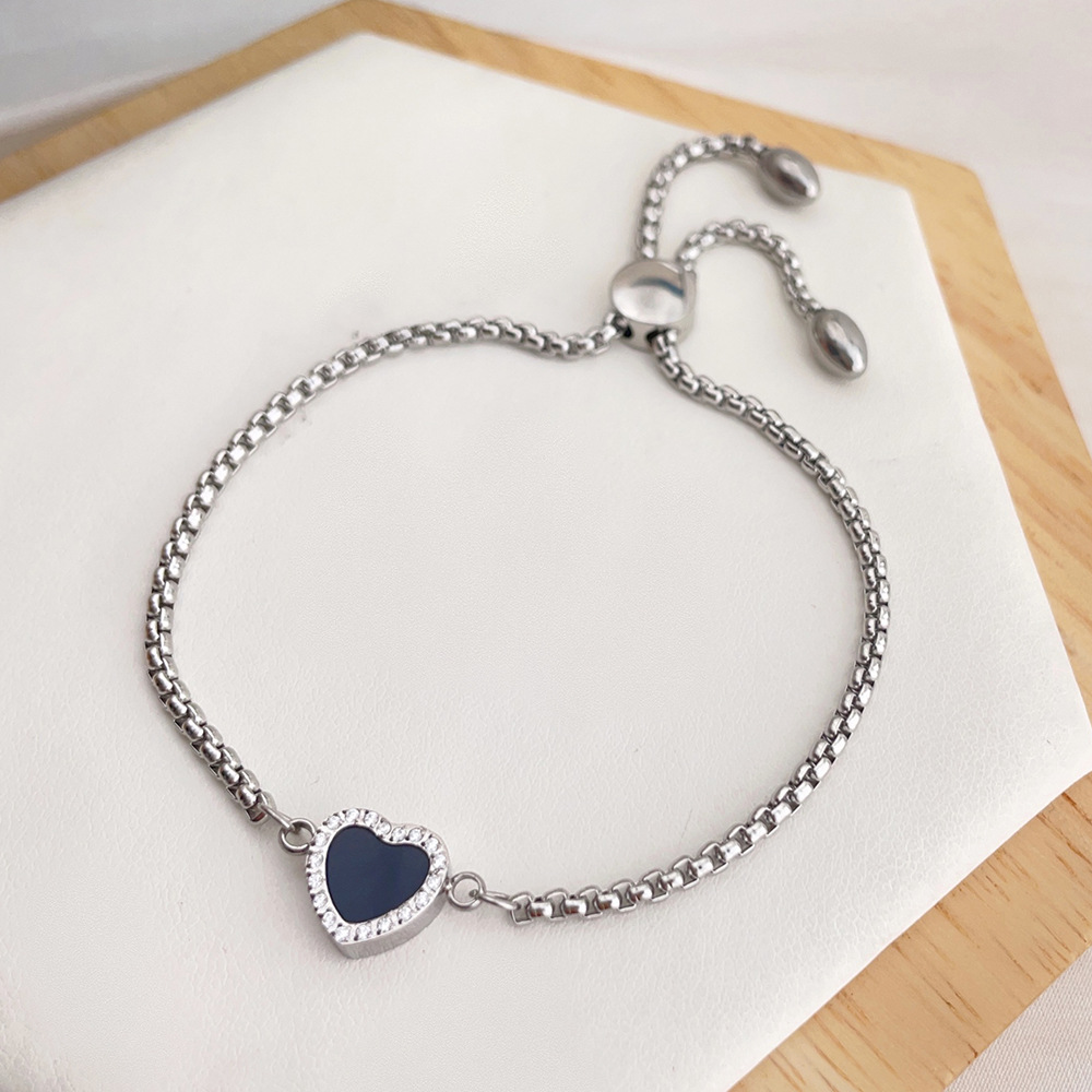 13g Weight 304 Stainless Steel Pendant Material Bracelets Classification 304 Stainless Steel Chain Material 1 Piece Quantity Holiday, Date, Tea Party Occasion 304 Stainless Steel Material Heart Shape Pattern Women's Gender Plating Design Sweet, Simple Style Style Sweet Simple Style Heart Shape 304 Stainless Steel Bracelets In Bulk 6