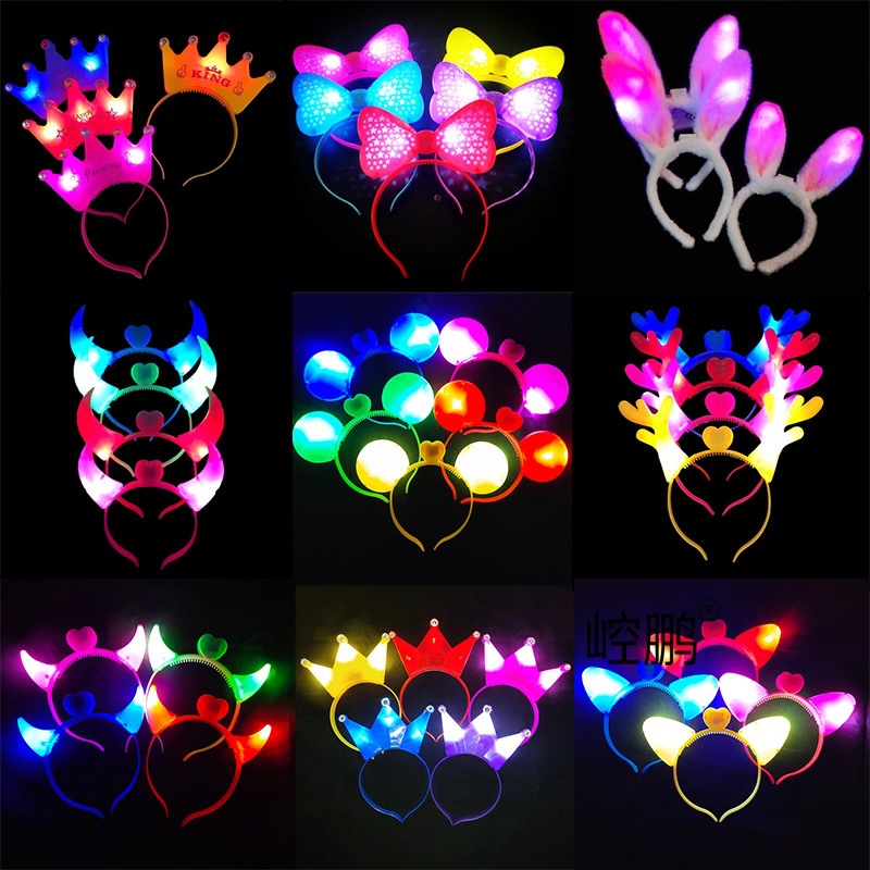 Children's glowing headband kindergarten performance props concert flash年会 event cheering hair accessories cow horn deer antler
