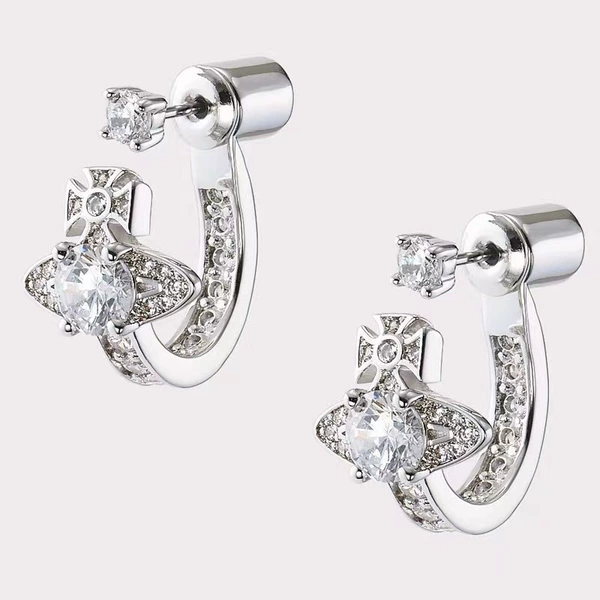 Silver white diamond earrings