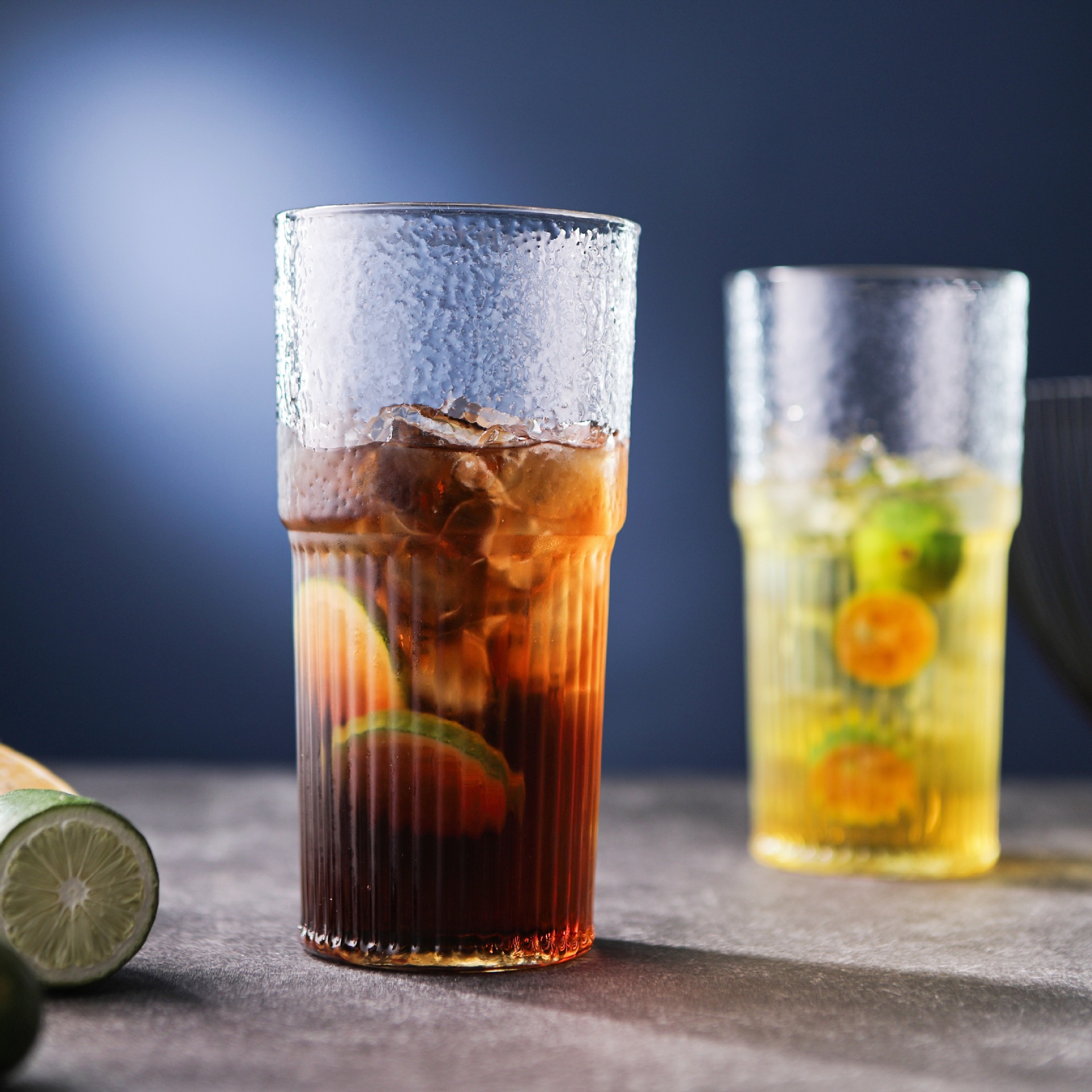 Vaso de agua de vidrio de gran capacidad al por mayor taza de cerveza taza de cerveza engrosada taza de jugo de bebida logotipo impresa