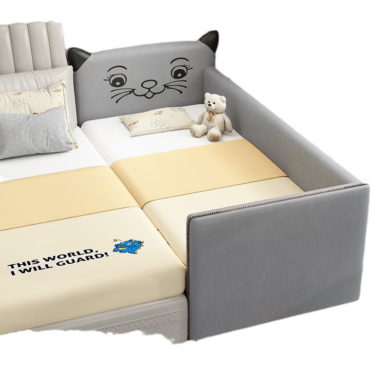 Cama ampliada para niños cama de empalme cama grande cama ampliada para bebés cama de empalme con barandilla de madera maciza cama de lado de la cama única cama cama para niños