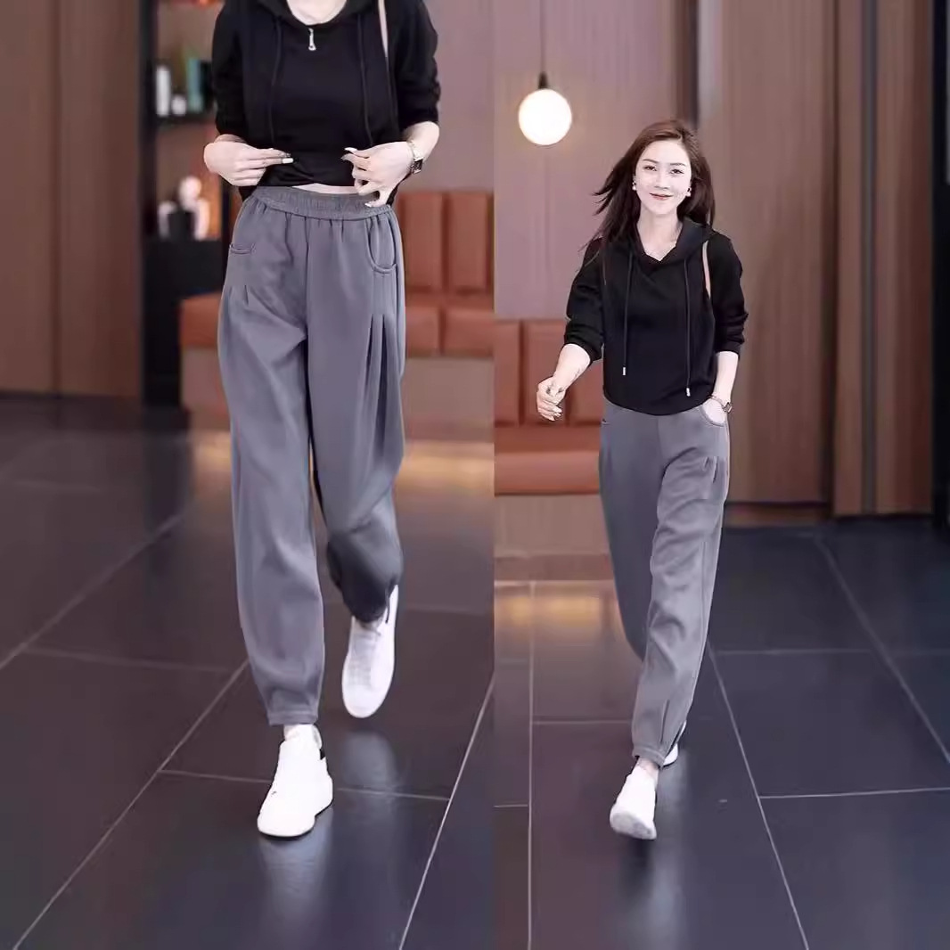 Primavera y otoño nuevo estilo cintura alta adelgazante todo fósforo estilo occidental moda holgada pantalones harem estilo occidental mujer deportes y ocio