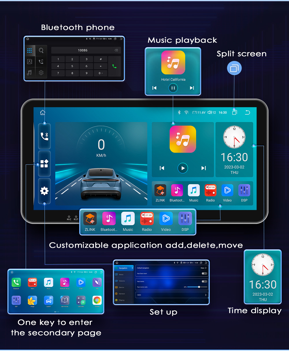 10.33inch Suitable for 12-18 Mitsubishi Outlander 3Rd Generation Car Central Control Navigation Bluetooth Wireless Carplay