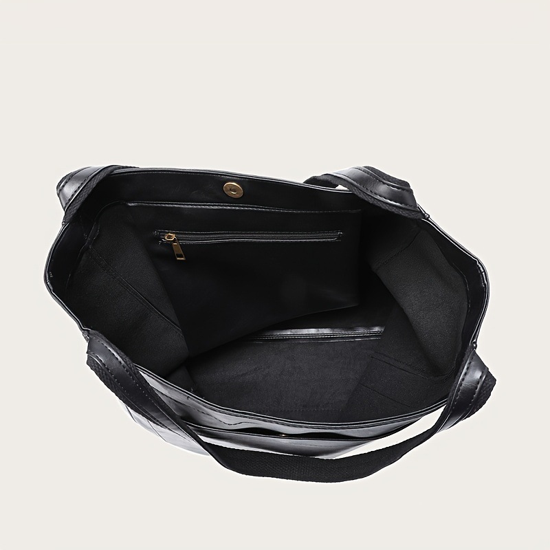 TEMU Vintage Oiled Leather Large Capacity Handbag Shoulder Bag Women's Leather Tote Bag - Thumbnail 4
