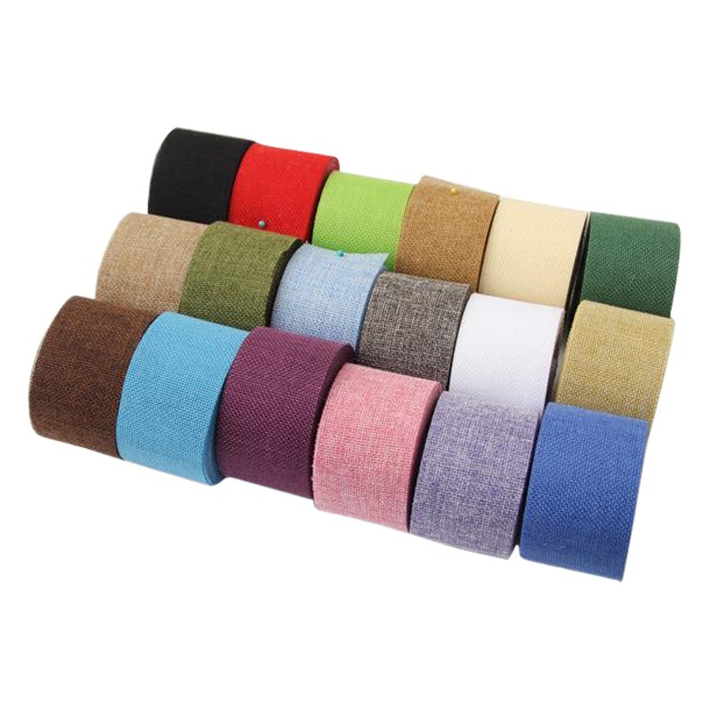 Comercio exterior de imitación de lino cinta de lino rollo de bricolaje hecho a mano de Navidad decoración de la boda cinta directa de fábrica 17 colores