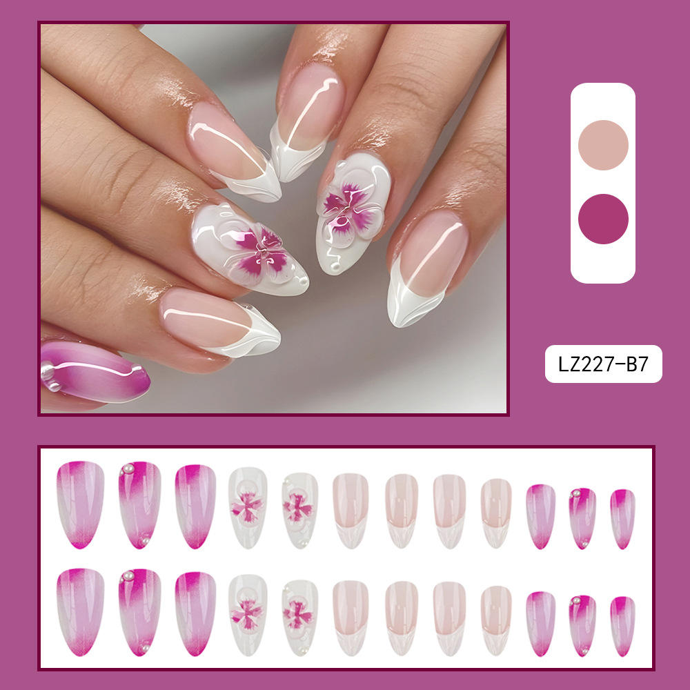 Uñas postizas 3D estéreo blanqueadoras, muy vendidas, piezas de arte de uñas portátiles transfronterizas, pegatinas de uñas sencillas con un toque de alta gama, venta al por mayor