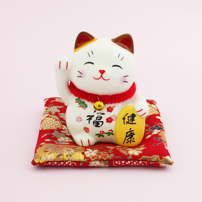 Estilo japonés lingote de oro gato de la suerte pequeña decoración de cerámica regalo de apertura cajero casa entrada sala de estar decoración de escritorio
