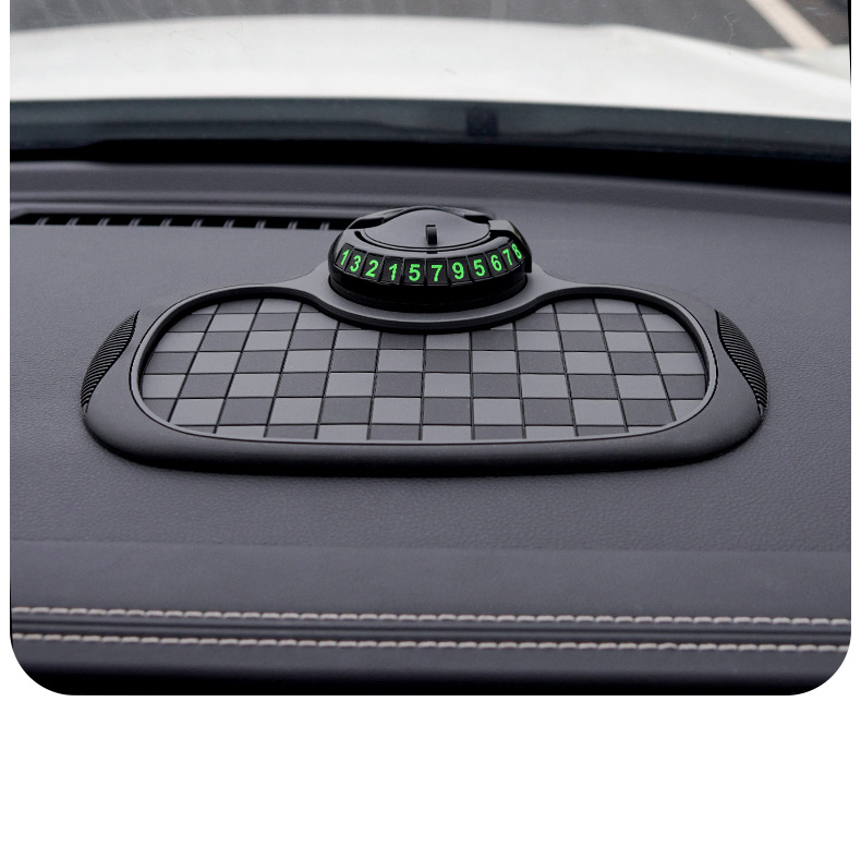 Car Chessboard Anti-slip Mat Mobile Phone Bracket Instrument Panel Storage Pad Hidden Digital Temporary Parking Card