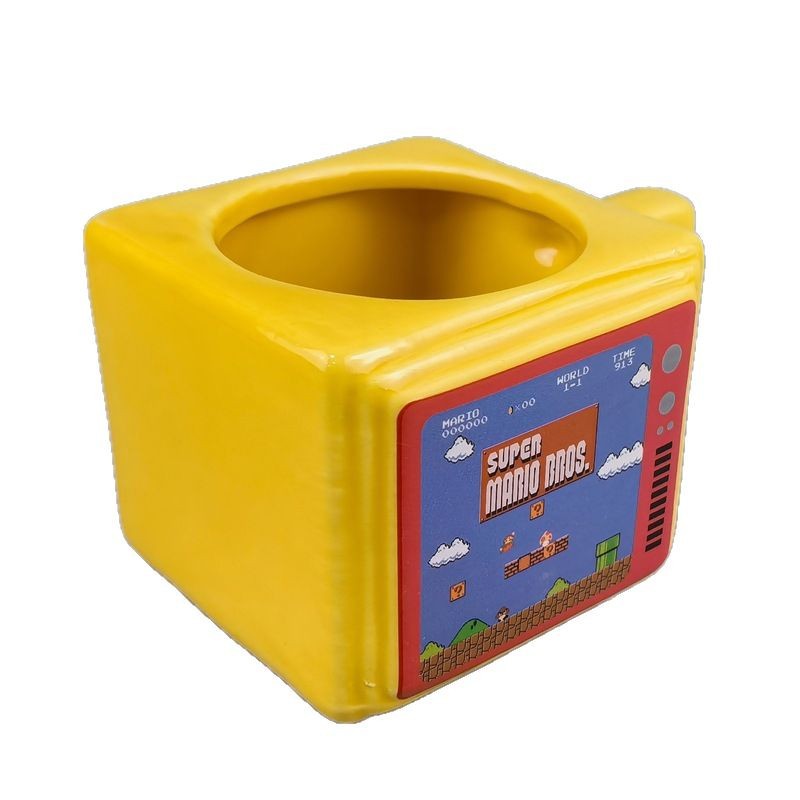 Extraño Super Mary Cup Square Ceramic Vintage TV Style Cartoon Water Cup Retro Nostalgic Drinking Cup Regalo