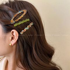3点セットシンプルな酢酸ヘアクリップのサイドクリップの前髪クリップ女性2025新型ins額bbクリップの頭飾り