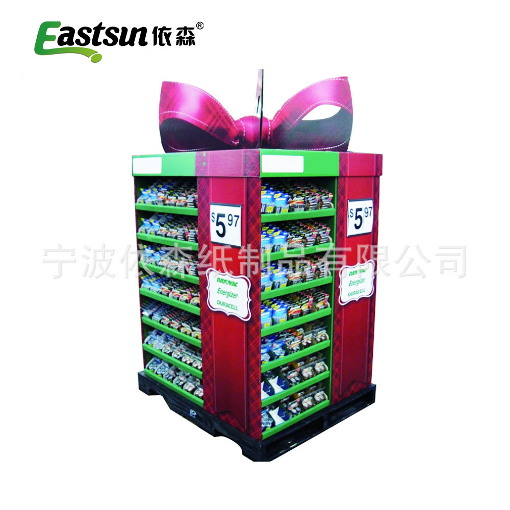 特殊定制纸质展示盒 超市促销陈列盒 礼物形状的大型展示地堆