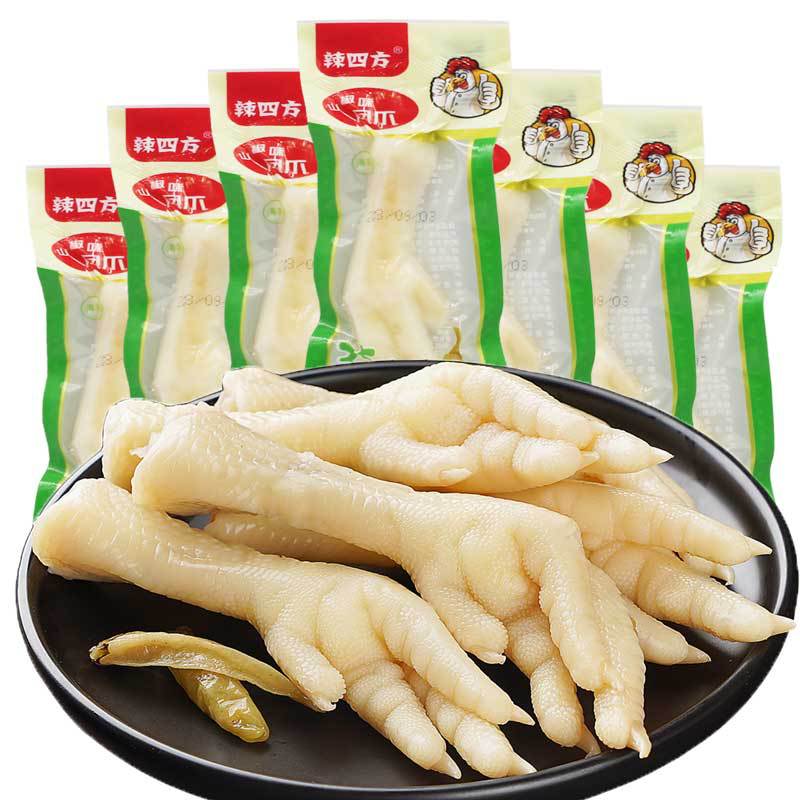 Là Sì Fāng Pickled Chicken Feet with Wild Chilies, Spicy Chicken Feet, Large Chicken Feet, Ready-to-Eat Chicken Feet in Soy Sauce, Spicy Preserved Food for Drinking, Small Snacks