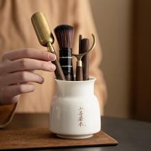 羊脂玉白瓷茶道六君子中式禅意茶夹茶针茶勺茶拨整套功夫茶道配件