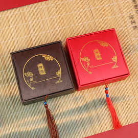 新款欧式项链戒指盒子珠宝首饰包装亚麻布手串盒佛珠盒批发挂件