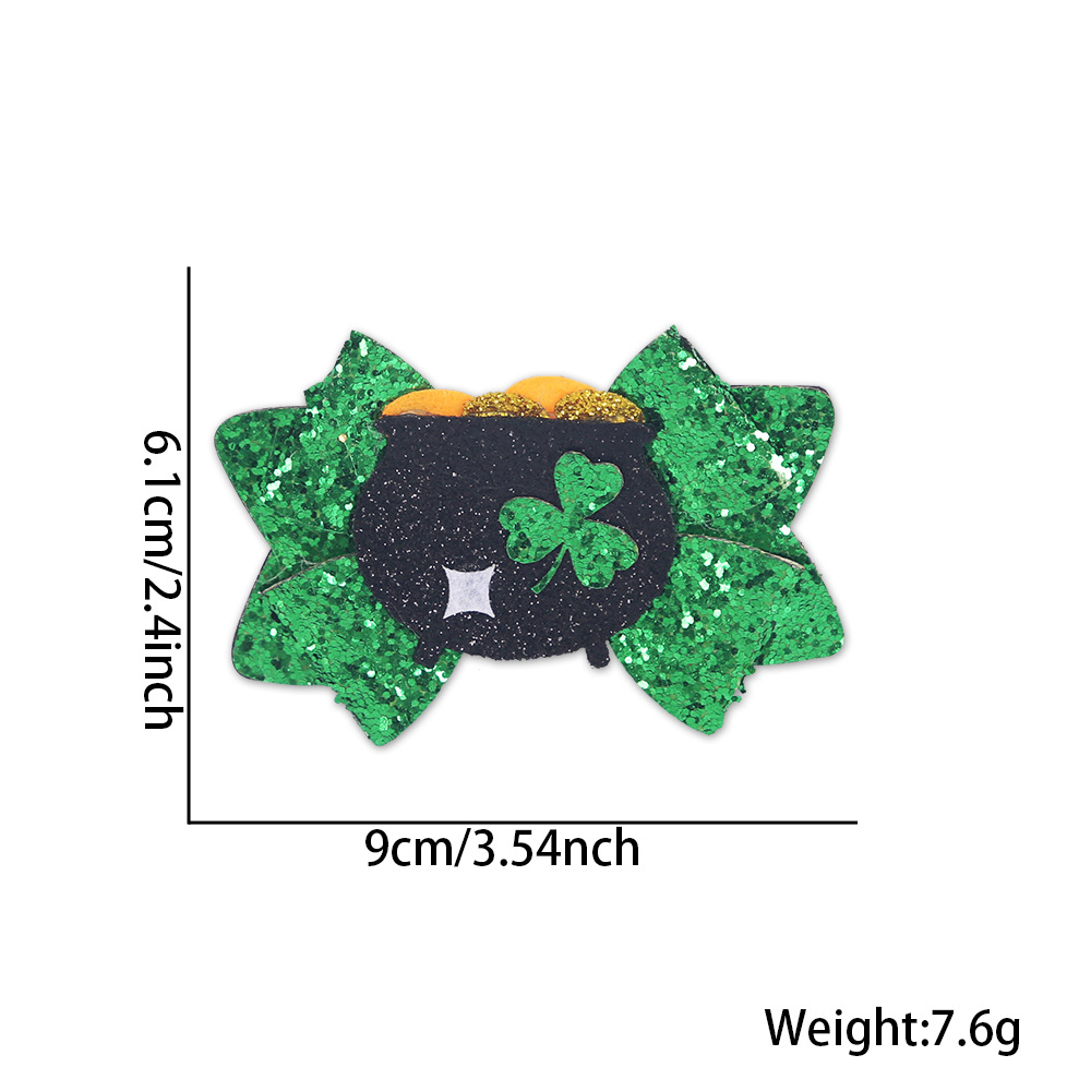 Nuevo cross-border día irlandés broches de trébol día de San Patricio decoración arco verde broches para el cabello