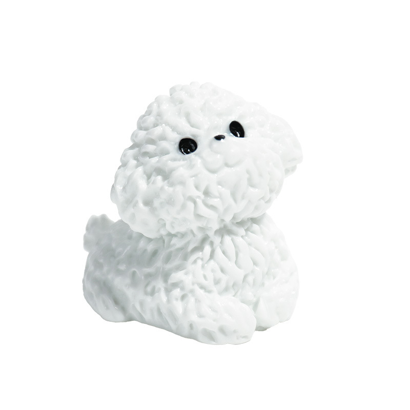 Nuevo lindo bichon blanco micro paisaje en maceta pequeños adornos decoración de la consola central del coche accesorios de bricolaje