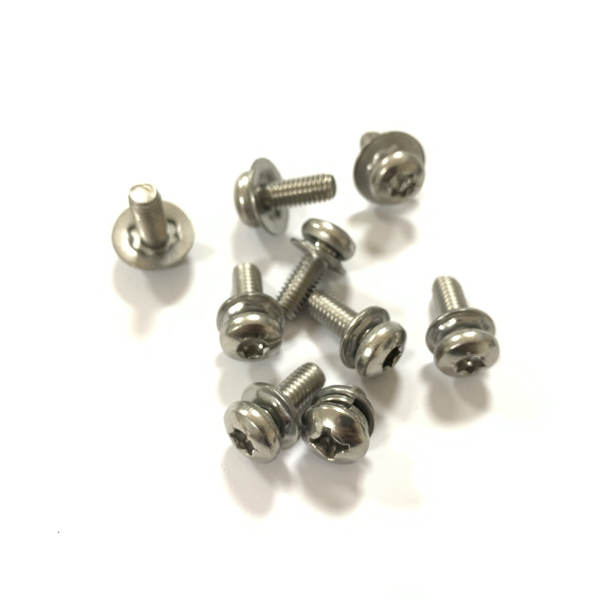 镀镍304不锈钢梅花十字槽盘头组合螺丝M4圆头梅花垫二组合螺丝钉