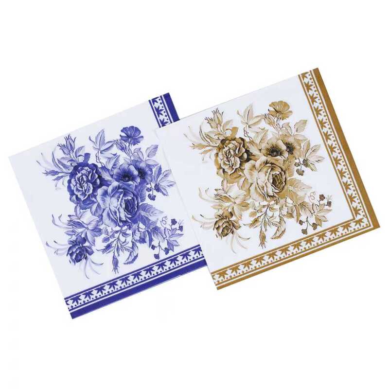 Spot Retro Blue Printed Disposable Paper Towels Blue and White Porcelain Party Napkins Hotel Party Disposable Napkins