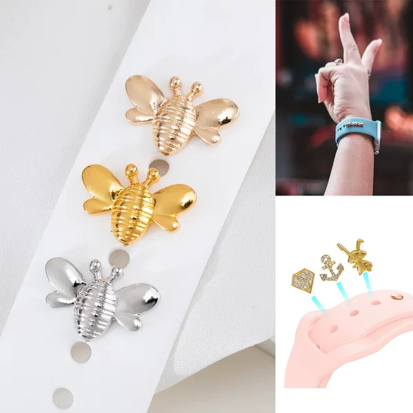 Smart Watch Accessories Bee for Apple applewatch Watch with Decorative Stud Ring Silicone Strap Accessories