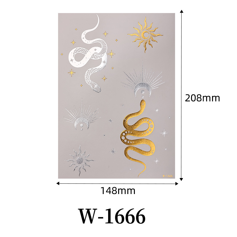 Pegatinas de tatuaje de estampado transfronterizo impermeable Europa y América plata estampado metal estampado tatuaje flash pegatinas de tatuaje desechables temporales personalizadas