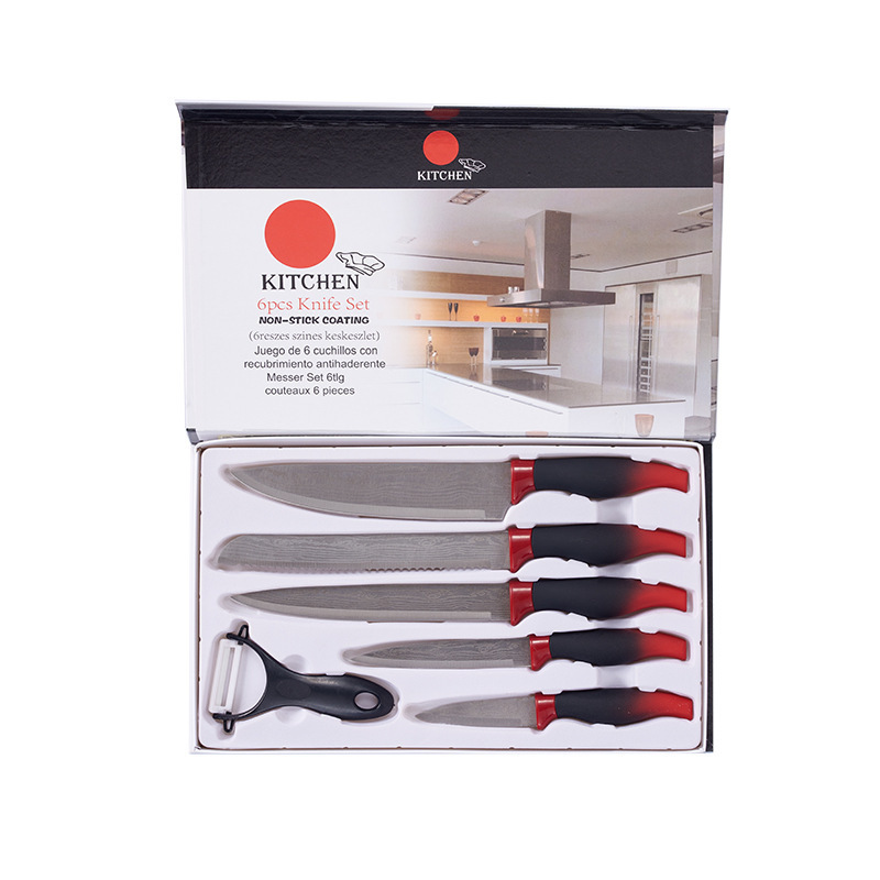 Cuchillo de cocina cuchillo con cuchillo de pan cuchillo de frutas cuchillo de color de seis piezas
