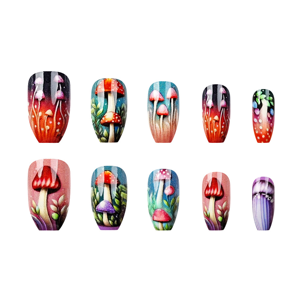 El color fantasma gradiente hongos de uñas de uso comercio exterior 24 piezas de chicas calientes, uñas de ballet, uñas falsas, lotes mixtos en stock