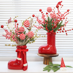 クリスマス装飾品サンタクロース赤いブーツ創意花束花瓶置物デスクトップ装飾道具卸売り
