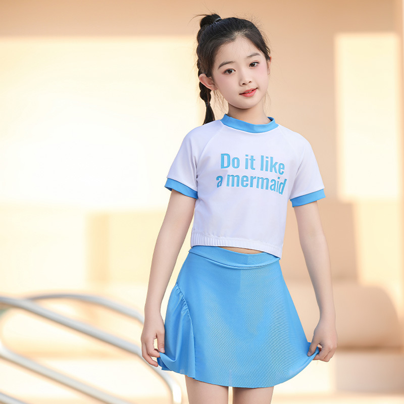 Nadar para niños trajes de baño para niños para mujeres, niños mayores, secado rápido para niñas, set de falda dividida, lindos trajes de baño de aguas termales.